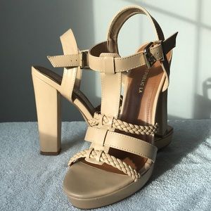 Sexy braided strappy platform heels